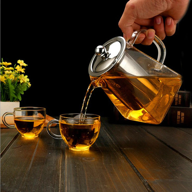 Glass Teapot + 4 Glass Cups set